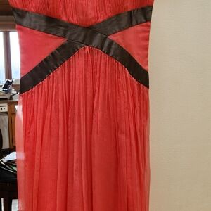 Elegant Coral and Brown Women's Dress